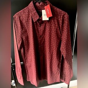 NEW Guess Red Printed Long sleeve Dress Shirt // Size Medium